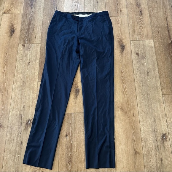 Barkley Tuxedo Men’s Navy Blue 100% Worsted Wool Dress Pants Size 43R 37W NWT - Picture 2 of 7